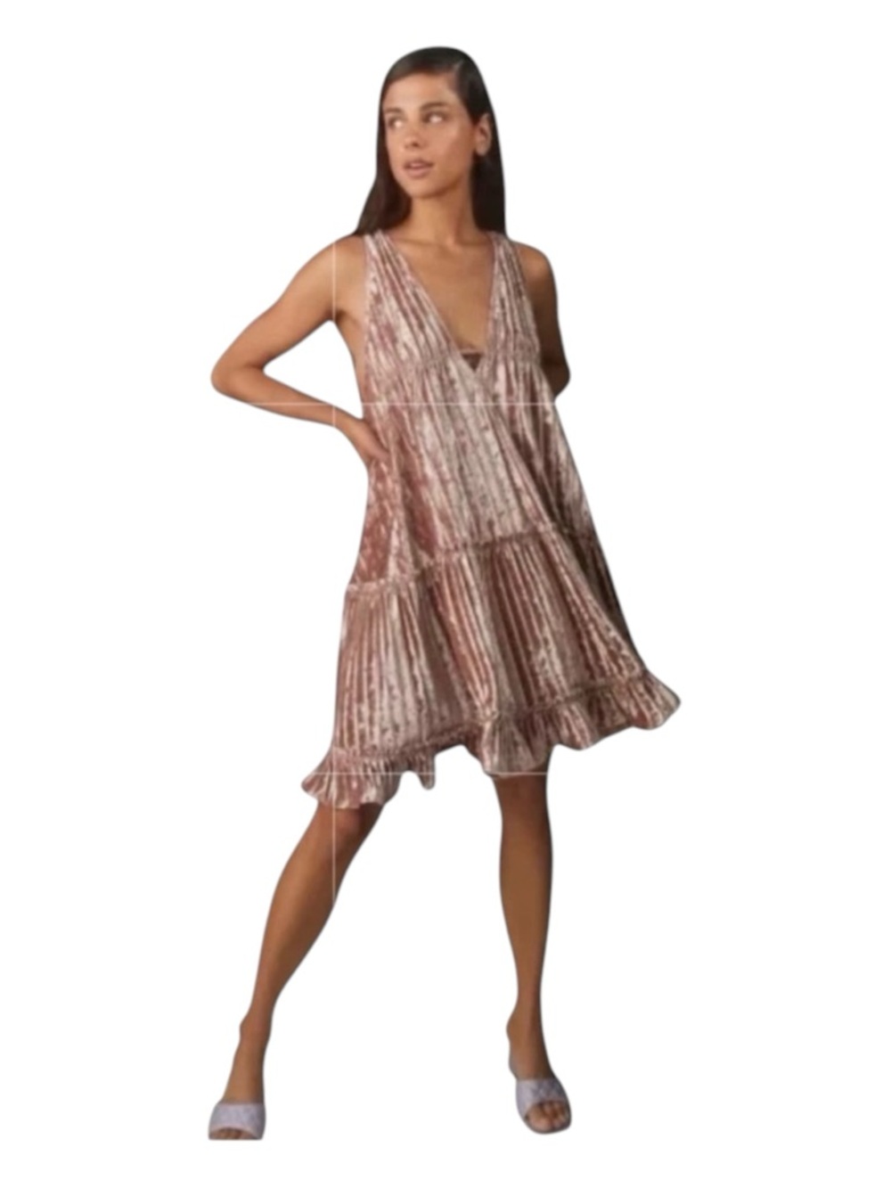 EN SAISON URBAN OUTFITTERS Plisse Velvet Mini Dress, Size M.